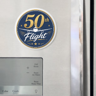 Imã lembrança de viagem de avião dourado do 50º voo