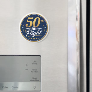 Imã lembrança de viagem de avião dourado do 50º voo