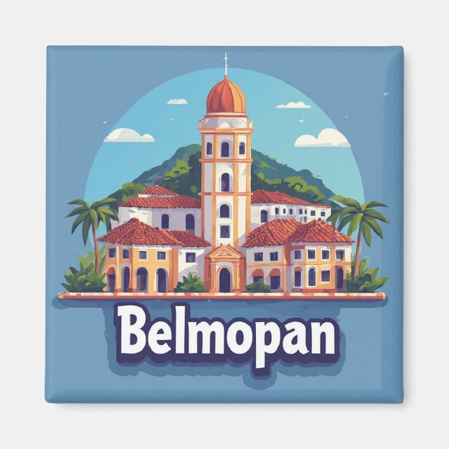 Imã Lembrança de viagem de Belmopã Belize para souveni (Frente)