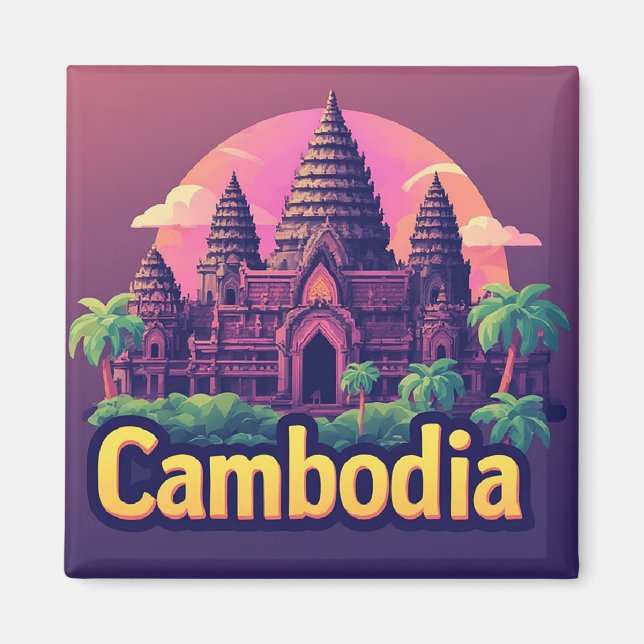 Imã 🧲 Lembrança de Viagem no Camboja Presente de Memó (Frente)