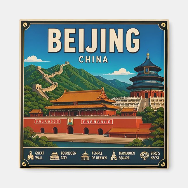 Imã 🧲 Lembrança de Viagem para Beijing China para Vis (Frente)