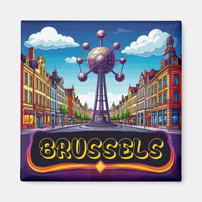 Imã Lembrança de Viagem para Bruxelas ⭐ (Frente)