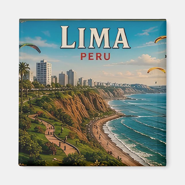 Imã 🧲 Lembrança de Viagem para Lima Peru para Memória (Frente)