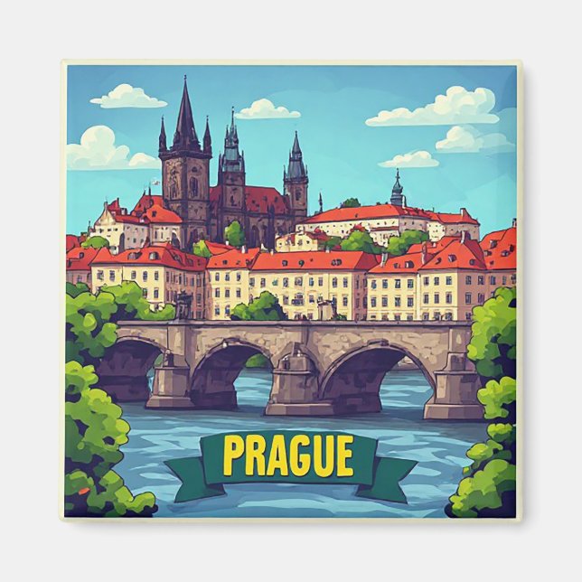 Imã 🧲 Lembrança de Viagem para Praga República Tcheca (Frente)