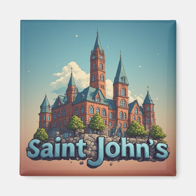 Imã Lembrança de Viagem para Saint John’s Antigua 🗺️ (Frente)
