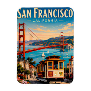 Ímã Lembrança de Viagem Retro de São Francisco Califór
