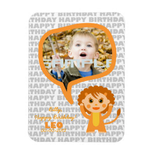 Ímã Lembrança do feliz aniversario de Leo para miúdo