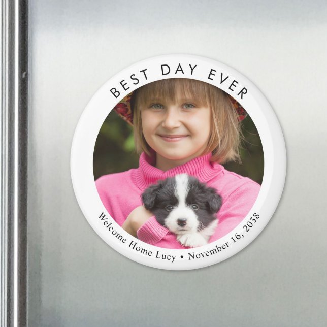 Imã Lembrança do Melhor Dia Personalizada com Foto (Custom Photo Best Day Ever Keepsake Magnet)