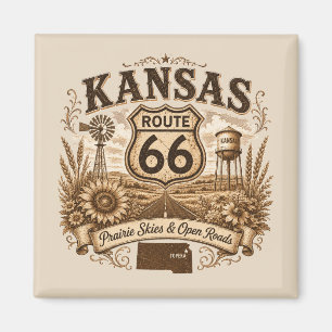 Imã Lembrança do Prado da Rota 66 do Kansas