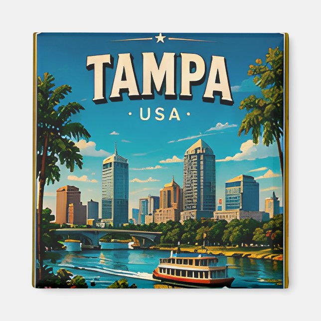 Imã Lembrança do Tampa Florida Riverwalk (Frente)