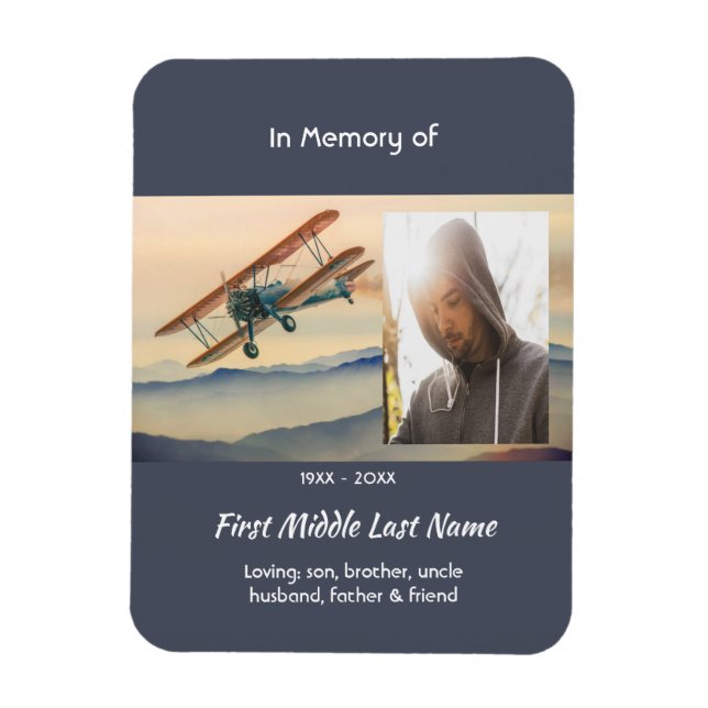 Ímã Lembrança Memorial Nuvens Biplano Céu (Vertical)