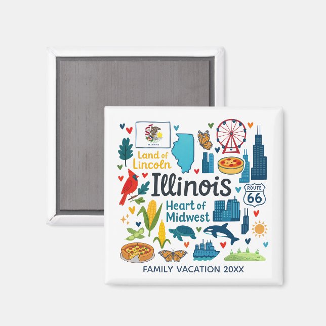 Imã Lembrança Personalizada da Viagem Familiar em Illi (Front/Back)