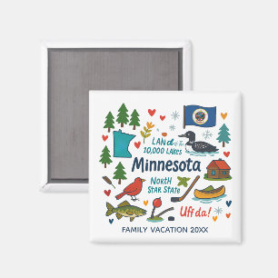 Imã Lembrança Personalizada da Viagem Familiar em Minn