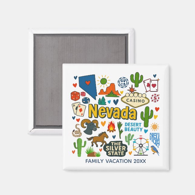 Imã Lembrança Personalizada da Viagem Familiar em Neva (Front/Back)