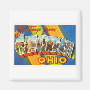 Imã Lembrança velha das viagens vintage de Cincinnati
