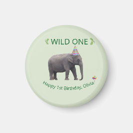 Imã Lembrancinha de Aniversário do Elefante Wild One