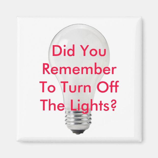 Imã Lembre-Se De Desativar O Luz Verde (Frente)