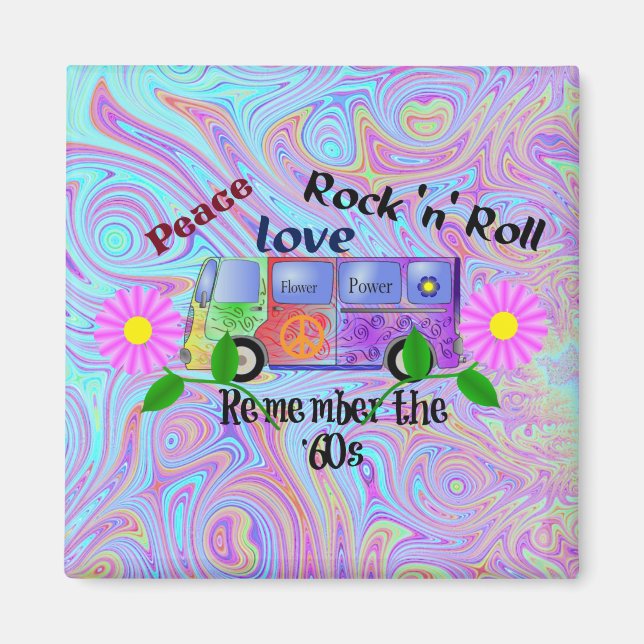 Imã Lembrem-se dos anos 60, design psicodélica, (Frente)