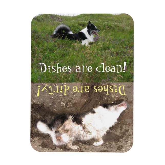 Ímã Lembrete da máquina de lavar louça, Limpo versus s (Vertical)