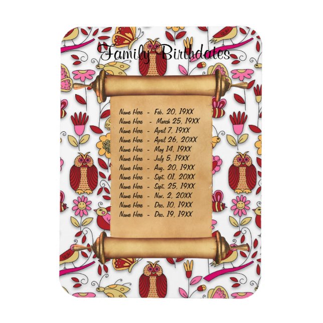 Ímã Lembrete de aniversário da família magnética - Per (Vertical)