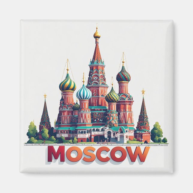 Imã 🧲 Lembrete de Viagem para Moscou Rússia 🇷🇺 (Frente)