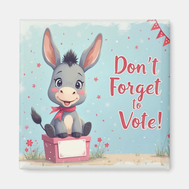 Imã Lembrete de Voto de Burro Alegre (Frente)