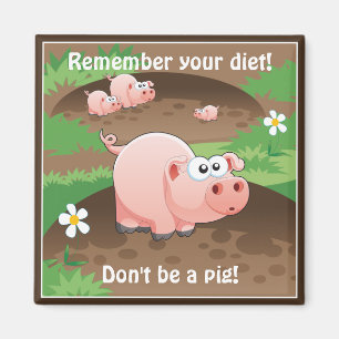 Imã Lembrete Funny Pig Diet