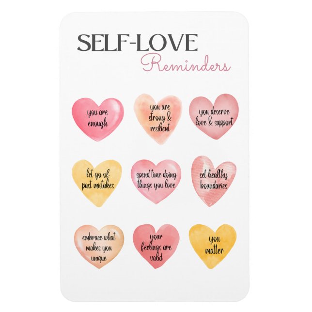 Ímã Lembretes Gentis para a Saúde Mental Autoapaixonad (Vertical)