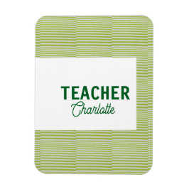 Ímã Lemon green white stripes teacher professor name c