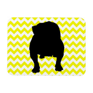 Ímã Lemon Yellow Chevron com Sombra Inglesa Buldogue