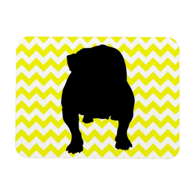 Ímã Lemon Yellow Chevron com Sombra Inglesa Buldogue (Horizontal)