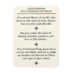 Ímã Lenten Prayer of Ruas. Ephraim, o sírio