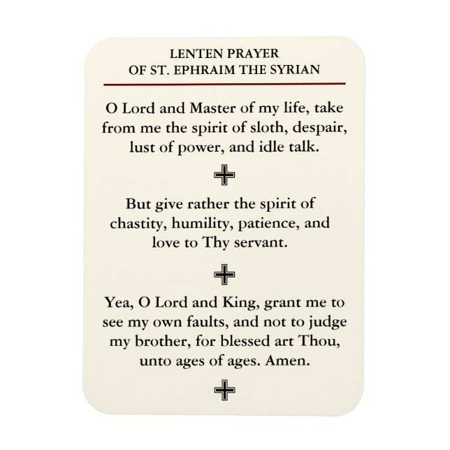 Ímã Lenten Prayer of Ruas. Ephraim, o sírio (Vertical)