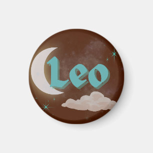 Imã Leo Celestial Aestético Moon Cloud Stars Design