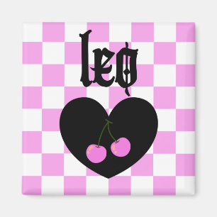 Imã Leo Gothic Aestético Checkered Cherries Design