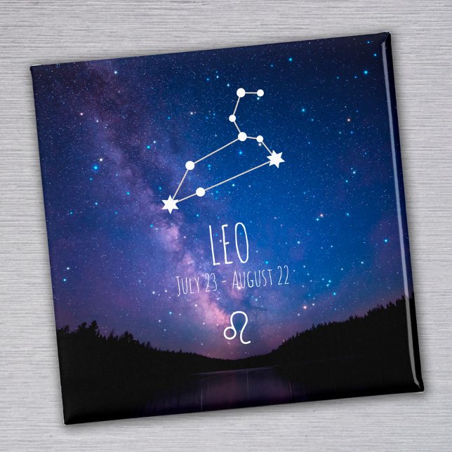 Imã Leo | Magnet de constelação Zodiaca Personalizado (Criador carregado)