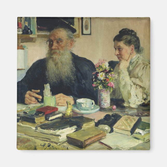Imã Leo Tolstoy com sua esposa em Yasnaya Polyana (Frente)