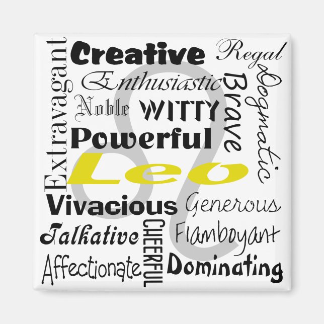 Imã Leo Zodiac Astrology Collage Pattern (Frente)