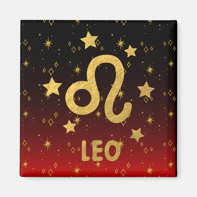 Imã Leo Zodiac Red e Black Magnet (Frente)
