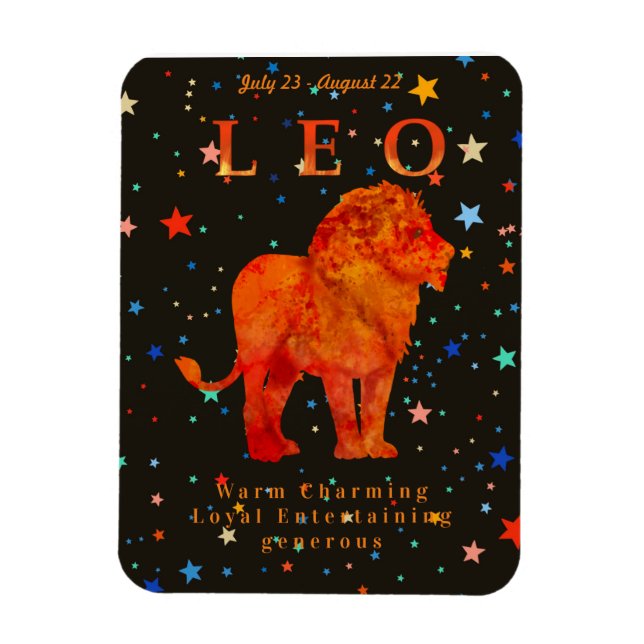 Ímã Leo Zodiac Red Lion Modern Traços (Vertical)
