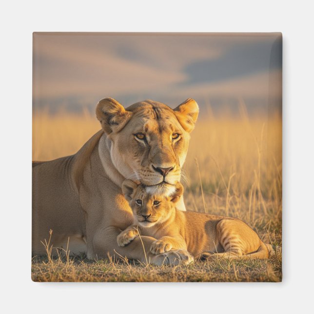 Imã Leoa e filhote em Serengeti Tanzânia (Frente)