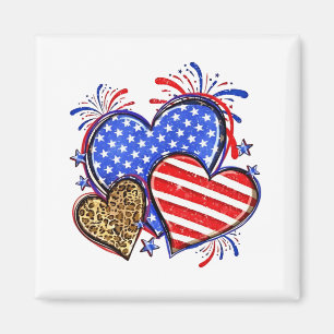 Imã Leopard American Flag Heart 4 de julho dos EUA