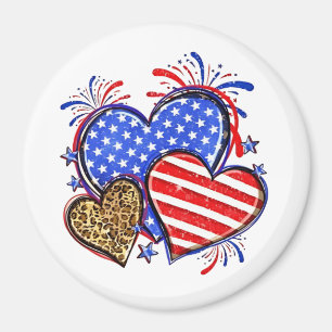 Imã Leopard American Flag Heart 4 de julho dos EUA