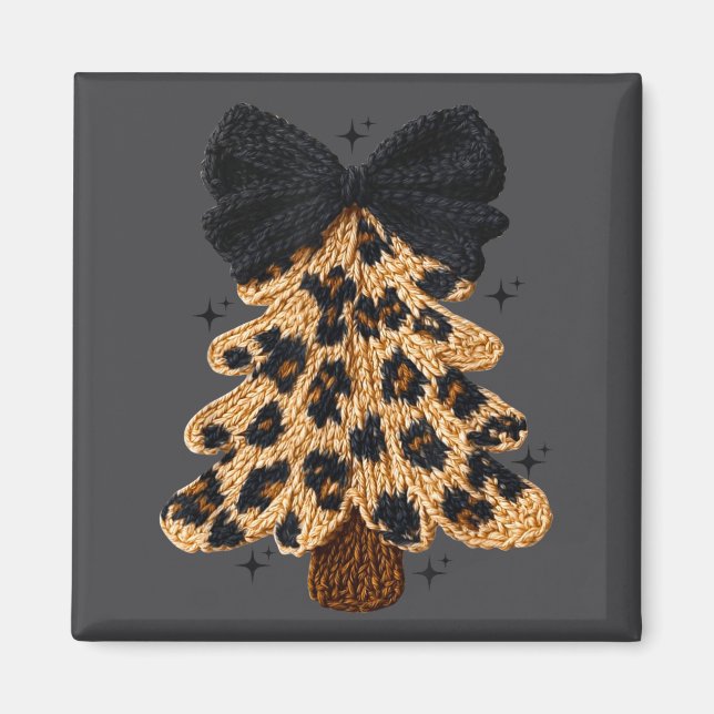 Imã Leopard Christmas Tree,christmas Coquette Bow Yarn (Frente)