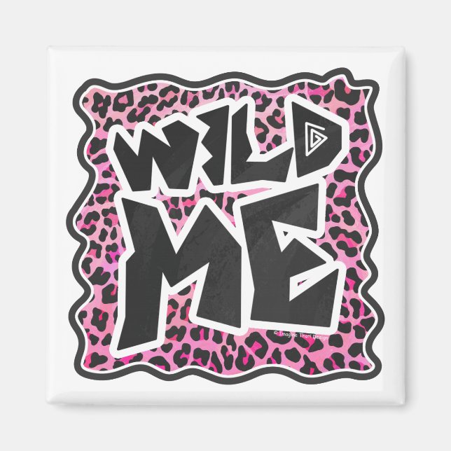 Imã Leopard me Wild Black and Hot Pink Design (Frente)