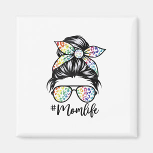 Imã Leopard Messy Bun Momlife-Mãe-Dia de as mães-Crian