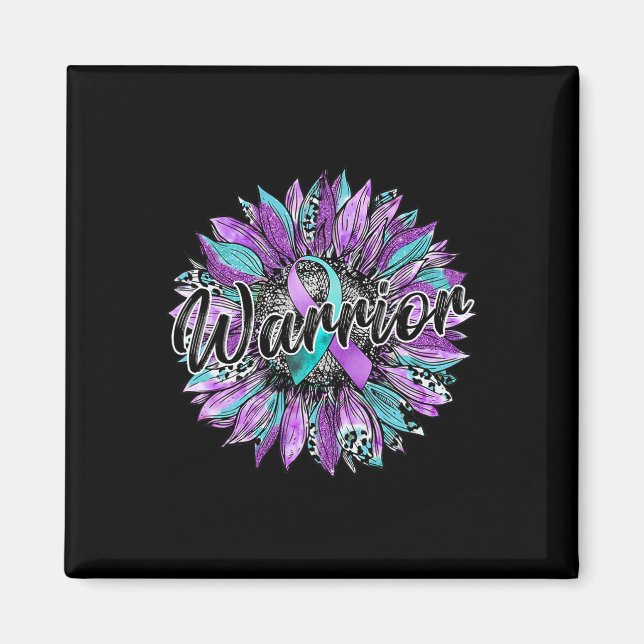 Imã Leopard Sunflower Warrior Teal E Purple Suicídio (Frente)