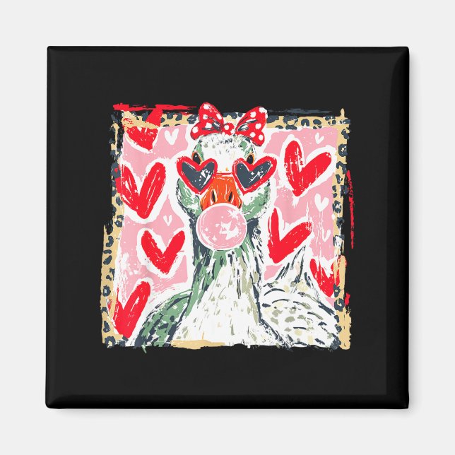 Imã Leopard Valentine's Day Goose Cute Animal Couple M (Frente)