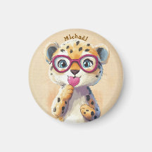 Leopard Valentine's Day Heart Badge - Kids School 