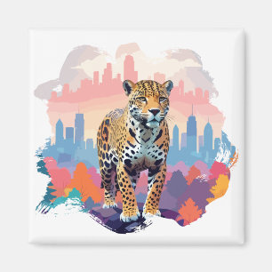 Imã Leopard Vetor Art Animal Na Natureza Majestosa